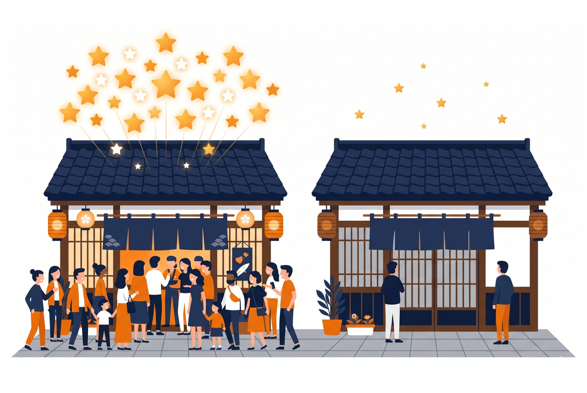 口コミが多い店と少ない店の集客差